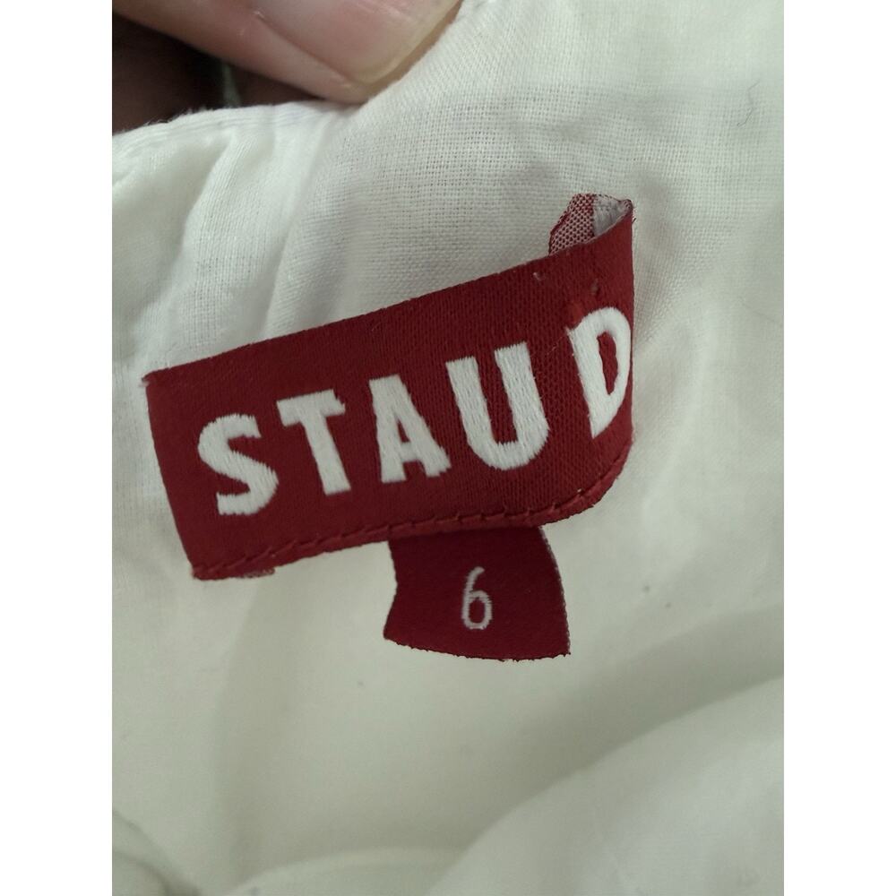 Staud Elio Off Shoulder Mini Dress Size 6 Women Preppy Cotton Blend Tiered White - Picture 5 of 7